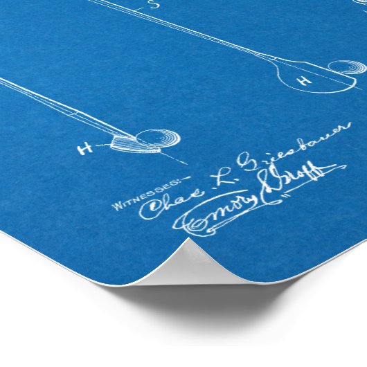 1924ゴルフクラブグリップ特許アートスケッチプリント ポスター (角)