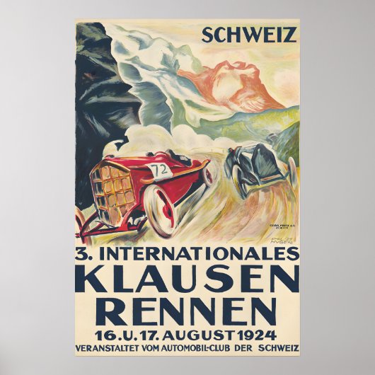 1924スイス自動車レースヴィンテージポスター ポスター (正面)