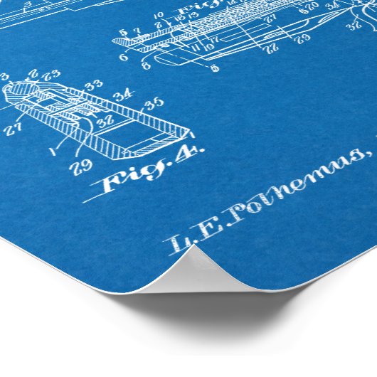 1924ナイフガン特許美術スケッチプリント ポスター (角)