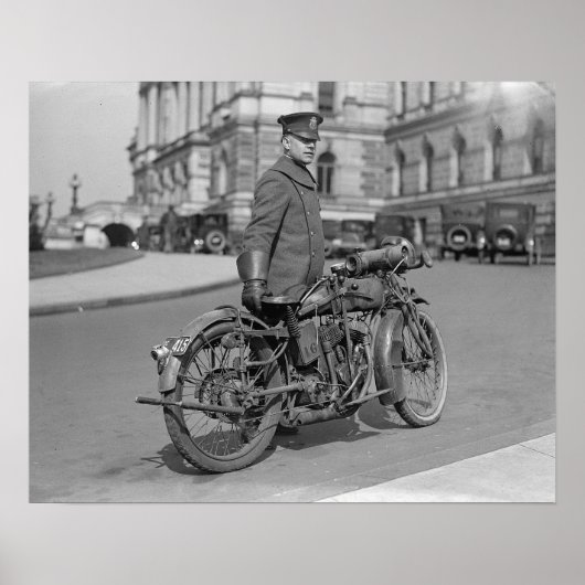 1924年のオートバイ警官。ヴィンテージ写真 ポスター (正面)