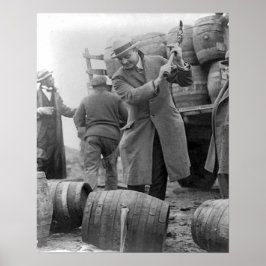 1924年のビール樽破壊 復刻写真 ポスター