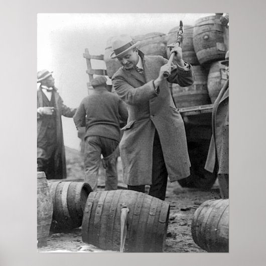 1924年のビール樽破壊 復刻写真 ポスター (正面)