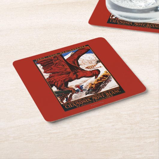 1924年オリンピック冬季大会ポスター スクエアペーパーコースター (アングル)