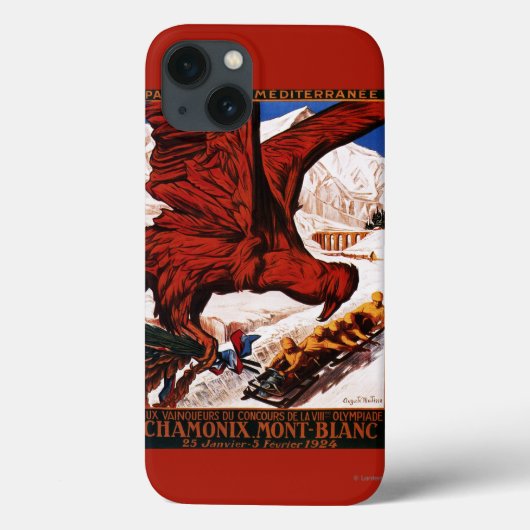 1924年オリンピック冬季大会ポスター Case-Mate iPhoneケース (裏面)