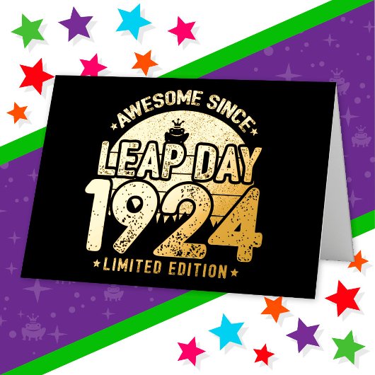 1924年生まれの閏日2月29日 誕生日おめでとう 箔グリーティングカード