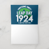 1924年生まれの閏日2月29日 誕生日おめでとう 箔グリーティングカード (内側レイダウン)