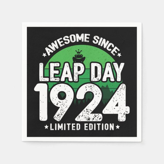 1924年素晴らし閏年日以後2月29誕生日 スタンダードカクテルナプキン (正面)
