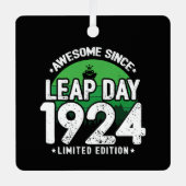 1924年素晴らし閏年日以後2月29誕生日 メタルオーナメント (正面)