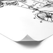 1924年飛んでいる自転車飛行機特許スケッチプリント ポスター (角)