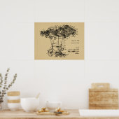 1924年飛んでいる自転車飛行機特許スケッチプリント ポスター (キッチン)