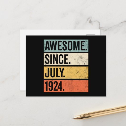 1924年7月生まれ レトロな誕生日 ポストカード (正面/裏面インサイチュ)