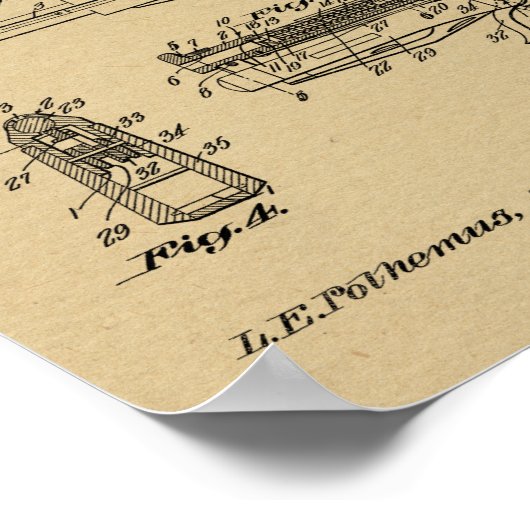 1924 Knife Gun Patent Art Drawing Print ポスター (角)