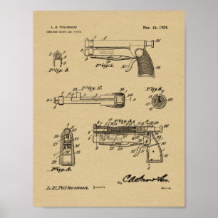 1924 Knife Gun Patent Art Drawing Print ポスター
