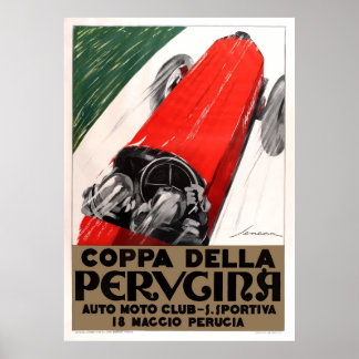 1925イタリアCoppa Della Perugina自動車レース ポスター