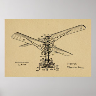 1925ヘリコプター航空機ヴィンテージ特許スケッチ ポスター