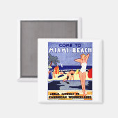 1925マイアミビーチ旅行ポスター マグネット (正面/裏面)