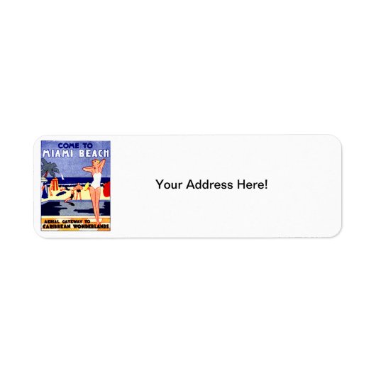 1925マイアミビーチ旅行ポスター ラベル (正面)