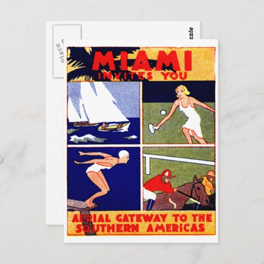 1925マイアミ旅行ポスター ポストカード (正面/裏面)