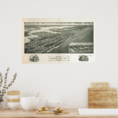 1925マーガートシティNJバードアイビューパノラママップ ポスター (キッチン)