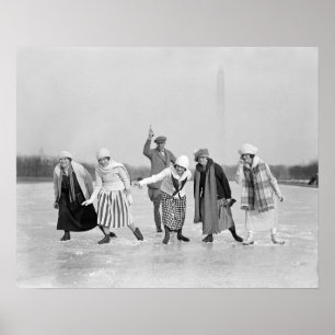 1925年のアイススケートレース。ヴィンテージ写真 ポスター