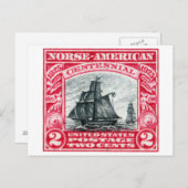 1925年のノルスケ・アメリカ切手 ポストカード (正面/裏面)