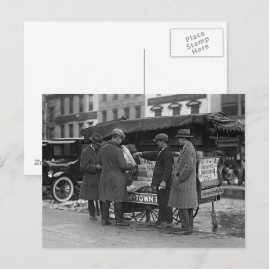 1925年の新聞を読む人々 ポストカード (正面/裏面)