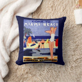 1925年のMiami Beach旅行ポスター クッション (ブランケット)