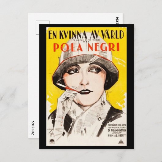 1925年スウェーデン映画女性 ポストカード (正面/裏面)