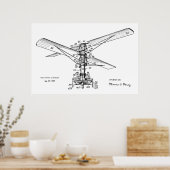 1925年ヘリコプター航空機特許スケッチプリント ポスター (キッチン)
