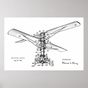 1925年ヘリコプター航空機特許スケッチプリント ポスター