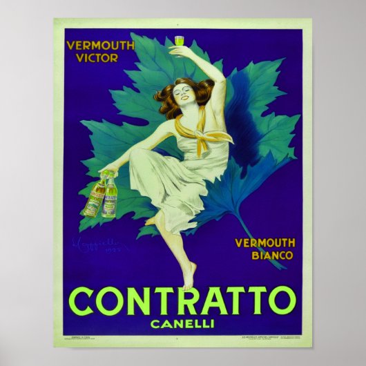 1925年 コントラット・カネッリ ベルモット広告 ポスター (正面)