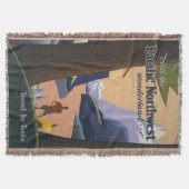 1925年 パシフィック・ノースウェスト旅行ポスター 電車 スローブランケット (正面)