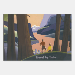 1925年 パシフィック・ノースウェスト旅行ポスター 電車 ラッピングペーパーシート