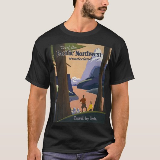 1925年 パシフィック・ノースウェスト旅行ポスター 電車 Tシャツ (正面)