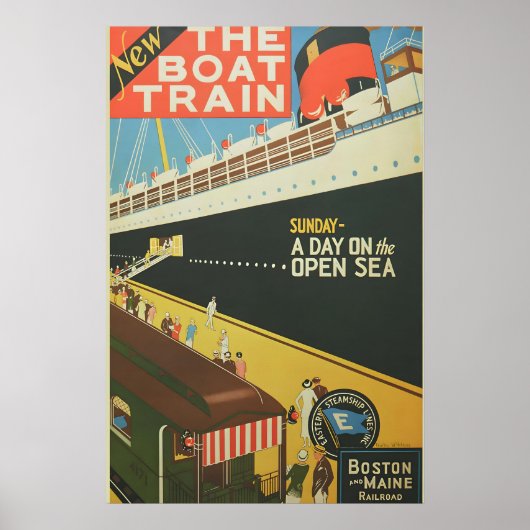 1925年 ボストン&メイン鉄道 誇りを掲げる列車 - ヴィンテージ ポスター (正面)