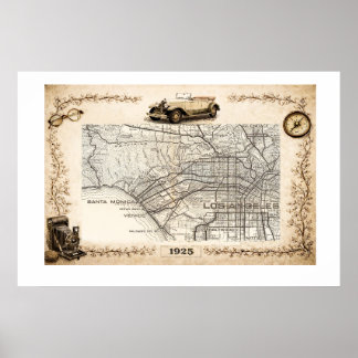 1925年 ロサンゼルス西側観光道路地図 ポスター