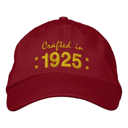 1925生まれ年または90誕生日V03 RED 刺繍入りキャップ (正面)