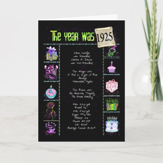 1925誕生日おもしろい事実 カード (正面)