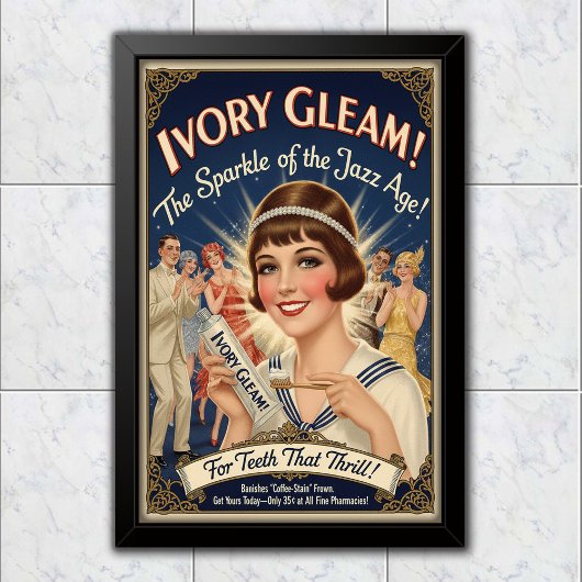 1925 ビンテージ アイボリーグリーム歯磨き粉広告 ポスター