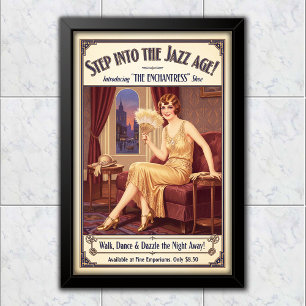 1925 ビンテージ・エンチャントレス・シューズ フラッパー広告 ポスター