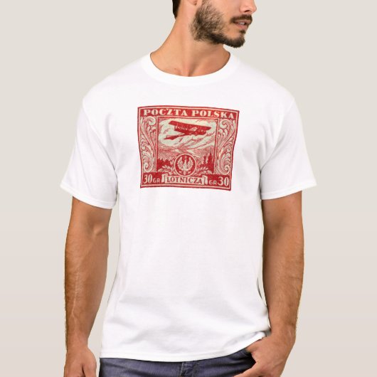 1925 30grポーランドの航空郵便のスタンプ tシャツ (正面)