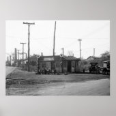1925 Gas Station and Cars ポスター (正面)
