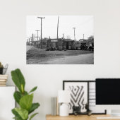 1925 Gas Station and Cars ポスター (ホームオフィス)