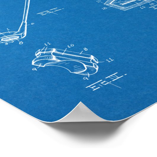 1925 Golf Club Patent Art Drawing Print ポスター (角)