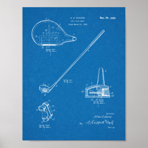 1925 Golf Club Patent Art Drawing Print ポスター
