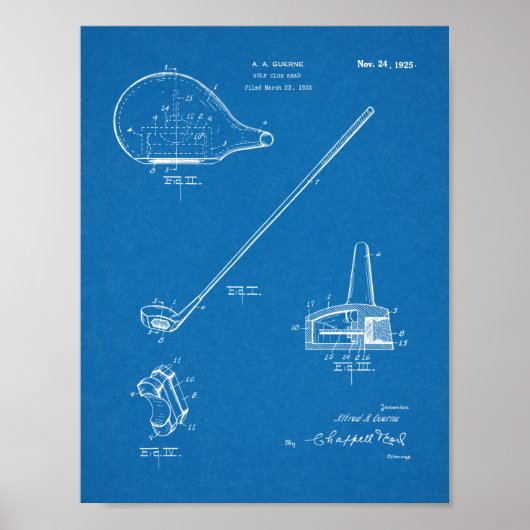 1925 Golf Club Patent Art Drawing Print ポスター (正面)