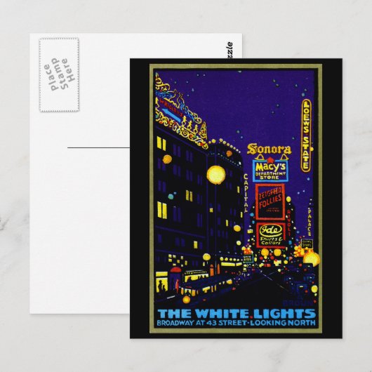 1925 New York City at Night ポストカード (正面/裏面)