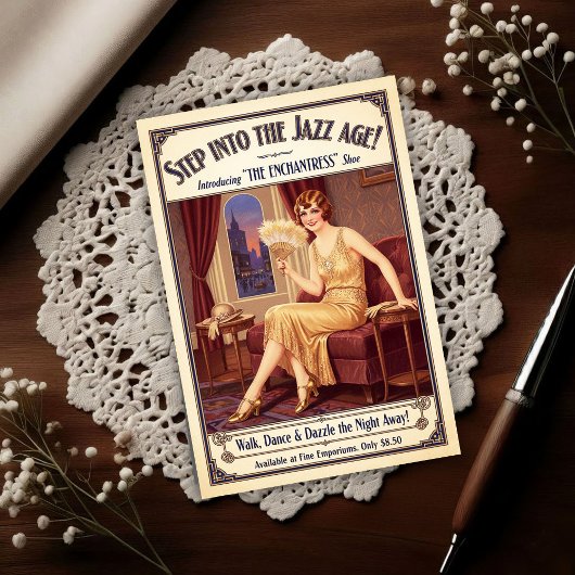 1925 Vintage Enchantress Shoes Flapper Advertising ポストカード
