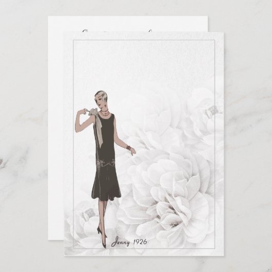 1926カスタマイズ可能なヴィンテージファッションひな形 サンキューカード (正面/裏面)