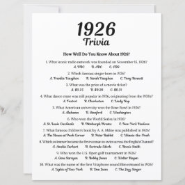 1926トリビアゲーム | 第99回誕生日パーティーゲーム